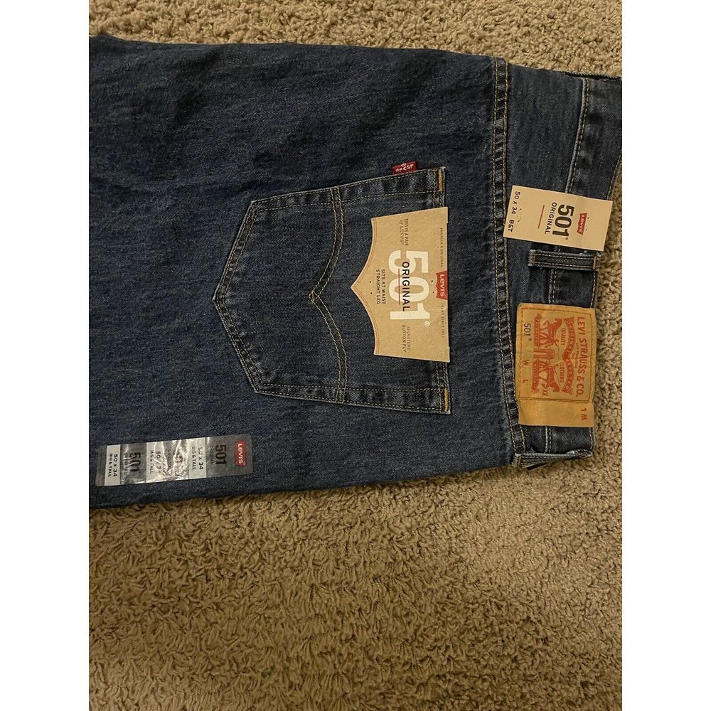 Vintage Levi's 501 NWT Button Fly Straight Leg Denim Jeans 50"x34" See Pics‎ HOT